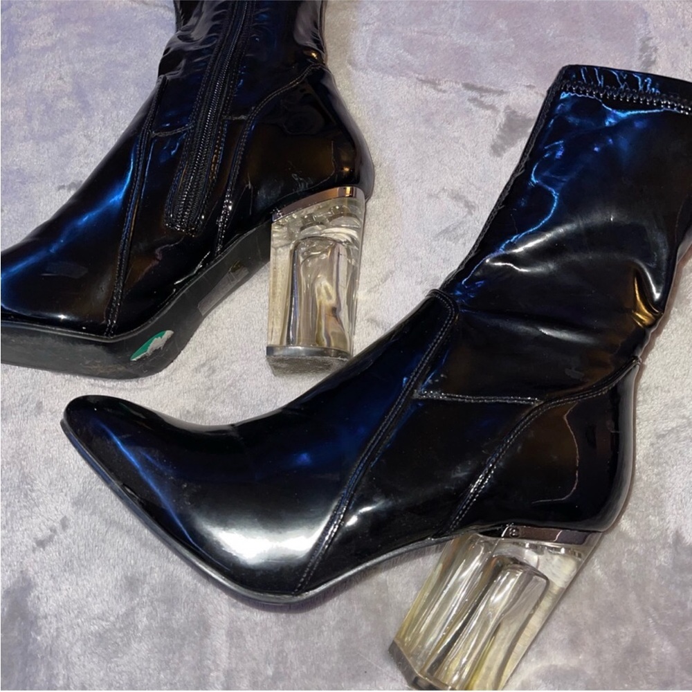 Cape Robbin black closed heels/ boots, clear heel